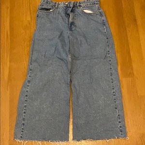Cropped wide leg jeans